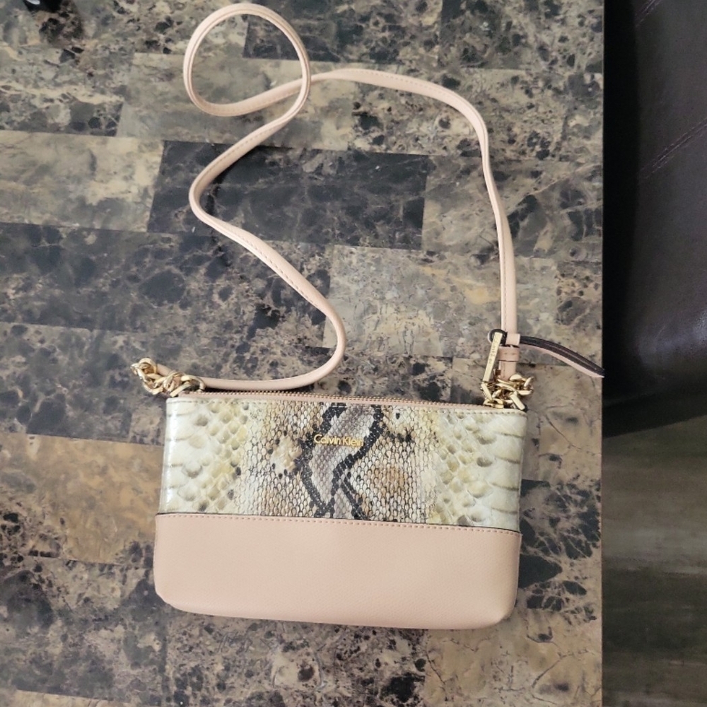 Calvin Klien Cream and Tan Crossbody Bag